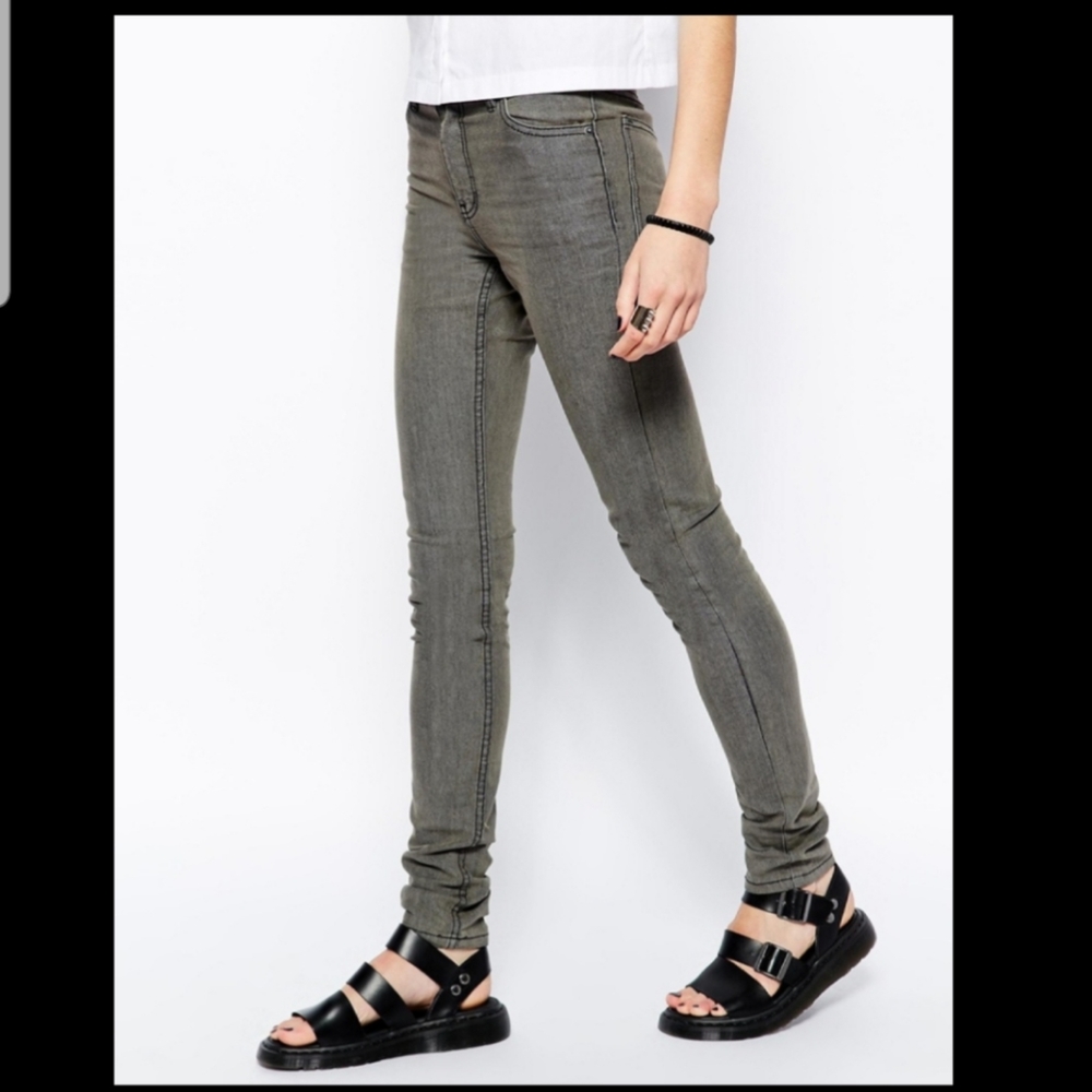 Cheap Monday Gray Grey 45 Min Stone Wash Skinny Jeans Pants Size 24 Like New
